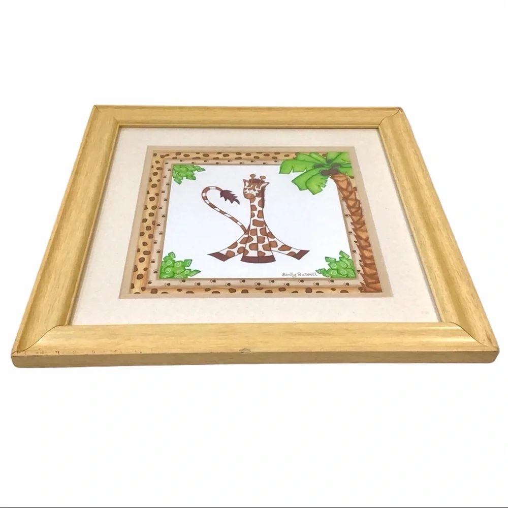 Giraffe Print Framed Matted Picture Sandy Russell Childs Bedroom Nursery Target